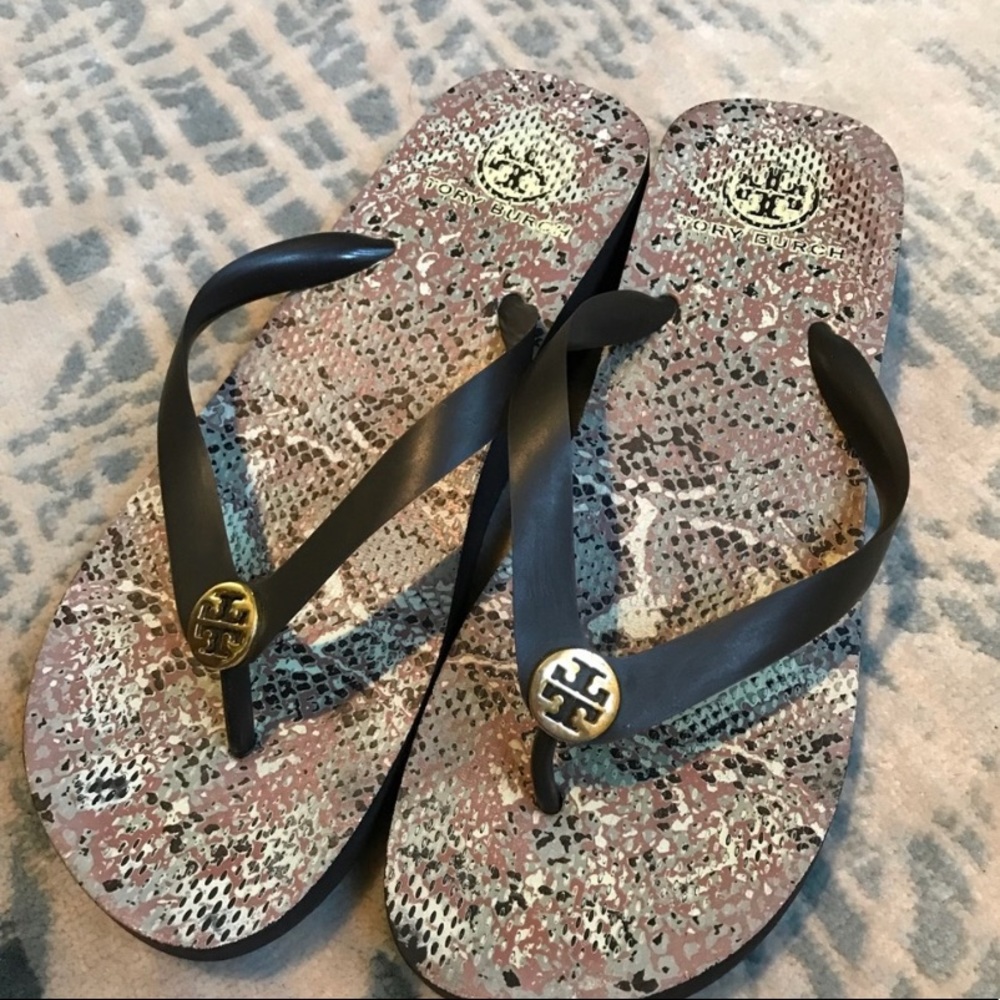 Tory Burch Platform Flip-Flops Dark Brown Size 9
